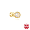 S925 sterling silver flat column ear bone stud with gold electroplating and threaded backing