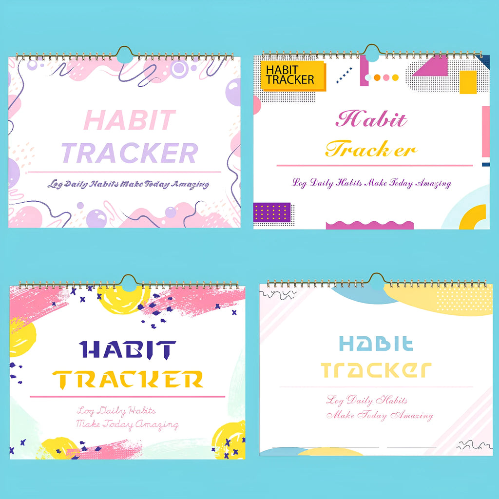 English habit tracking journal with 12 pages in 21cm by 28cm size