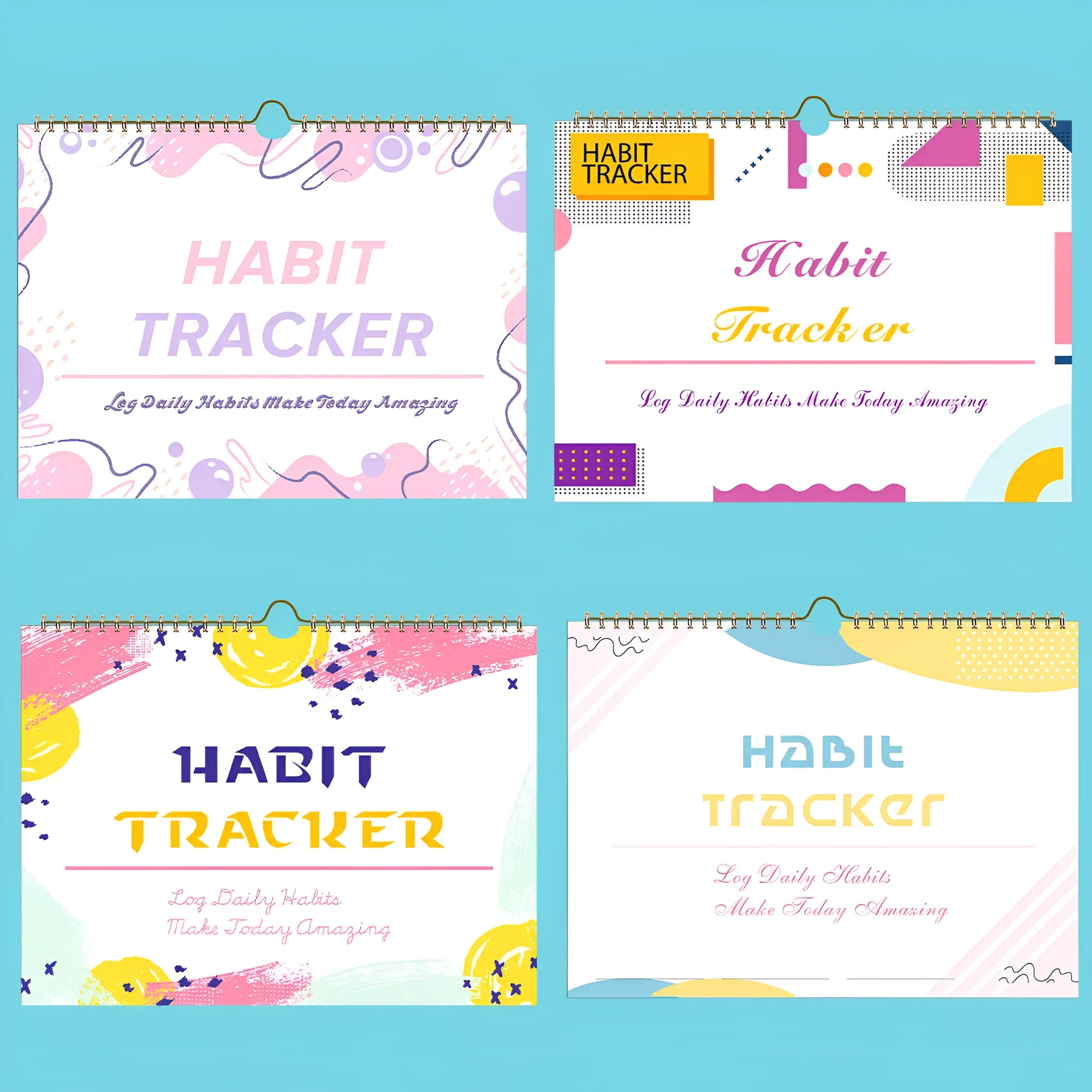 English habit tracking journal with 12 pages in 21cm by 28cm size