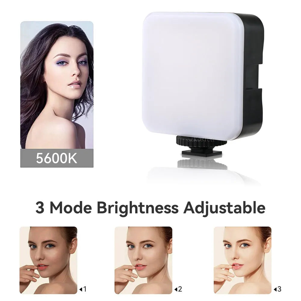 LED Mini Square Outdoor Pocket Light Tripod unit with adjustable flash head, shown with optional mounting accessories.
