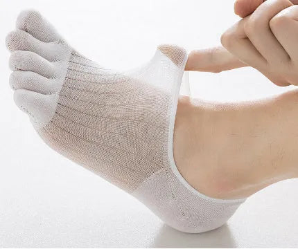 Modal cotton five-finger ultra-thin boat socks in black, dark grey, khaki, light grey and white colours
