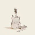 Guitar-shaped crossbody shoulder bag in silver, black, yellow, blue, or pink colours