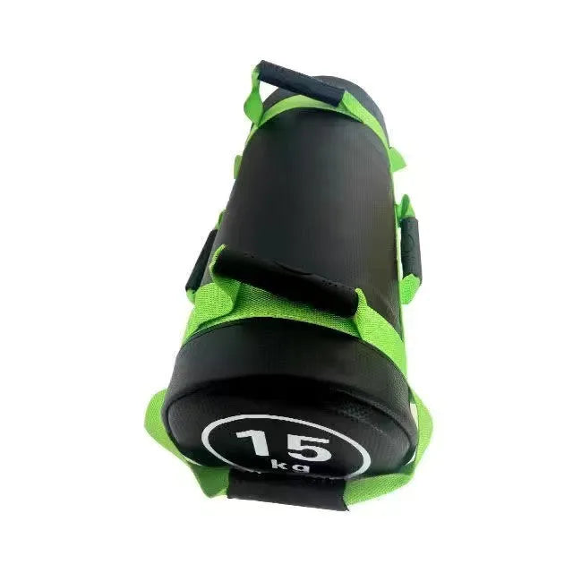 White PVC fitness training sandbag for gym strength conditioning with weight options from 5kg to 30kg