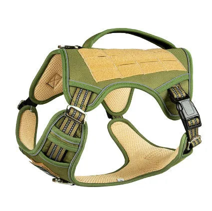 Oxford cloth tactical chest strap for a working dog in olive green colour.
