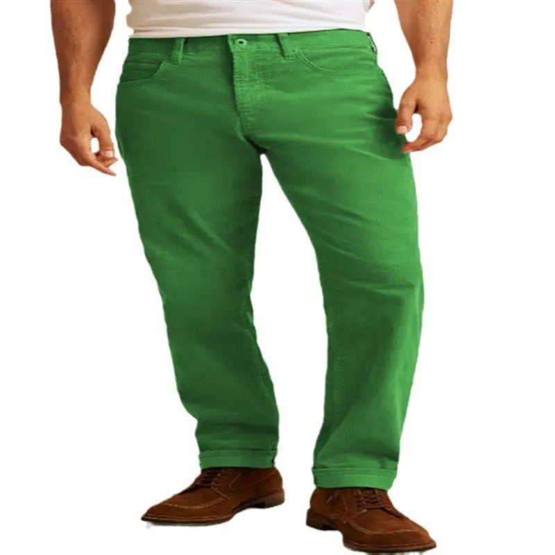 Corduroy straight leg trousers in loose casual fit available in four colours