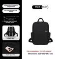 Simple large capacity women's canvas travel backpack in apricot colour, showing front view and organisational pockets.