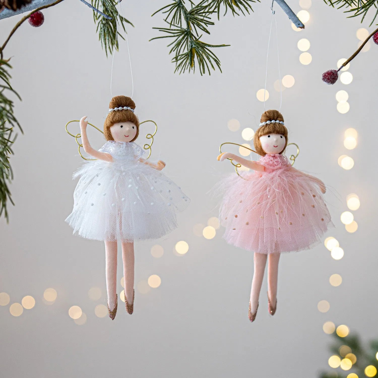 Pink and white ballet girl angel plush doll pendant with cloth fabric and modern design
