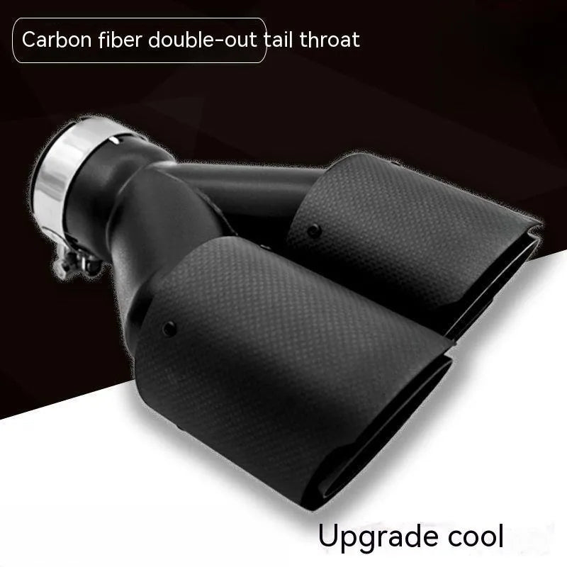 Black carbon fibre dual outlet car exhaust silencer with 250mm diameter