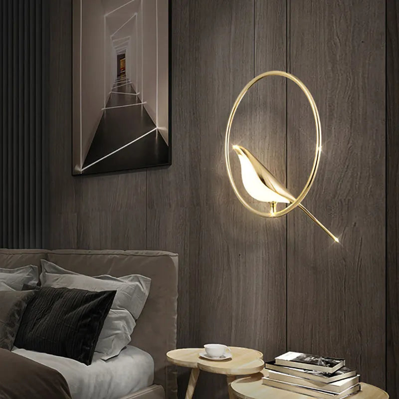 Modern minimalist magpie bird chandelier with zinc alloy framework and acrylic elements