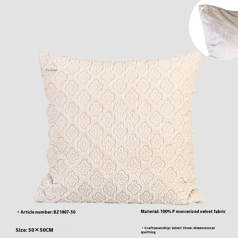 Brown gold antique style quilted cushion pillow with three-dimensional pattern