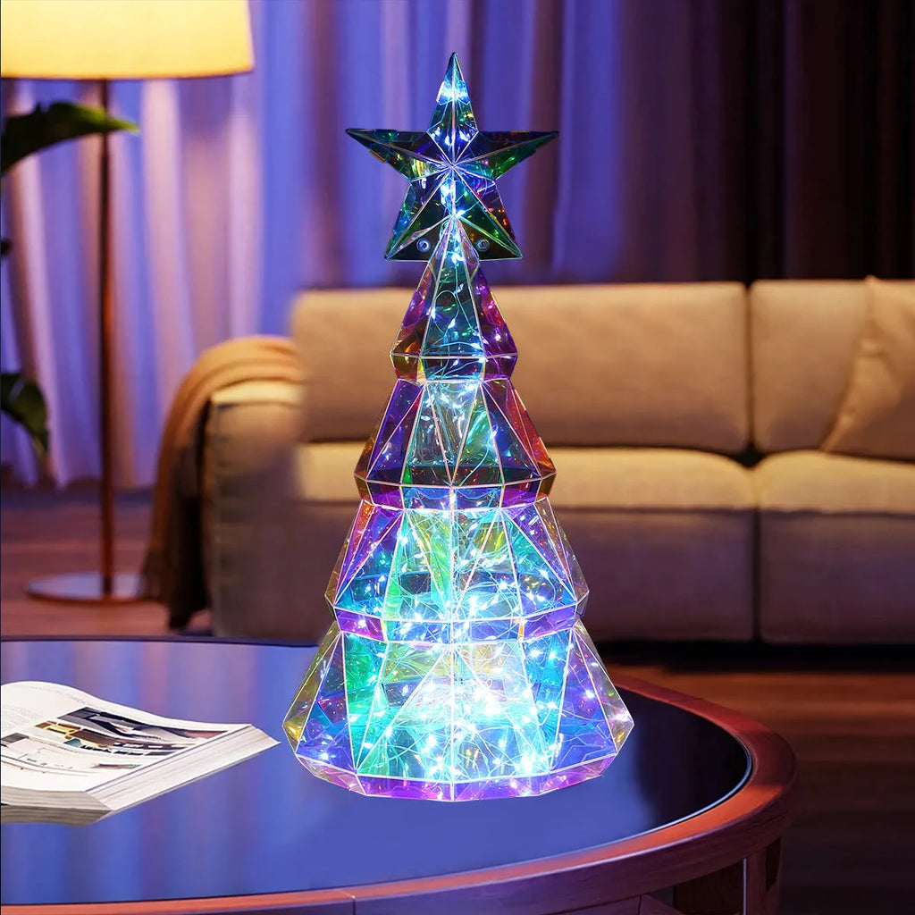 PET material colourful cartoon Christmas tree luminous decoration measuring 14.5×4.8×20cm