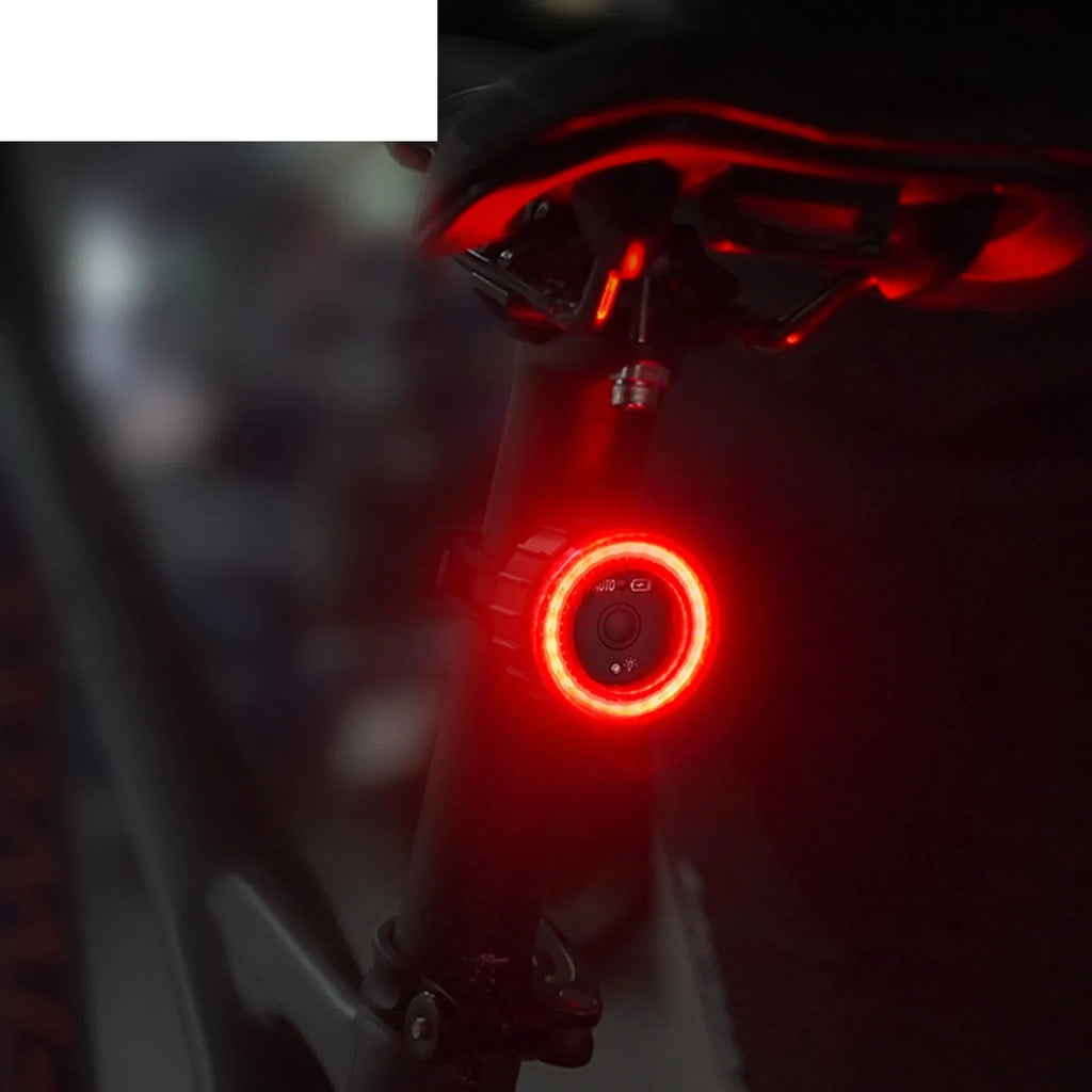 Black intelligent induction brake taillight for bicycles with aluminum alloy and plastic construction