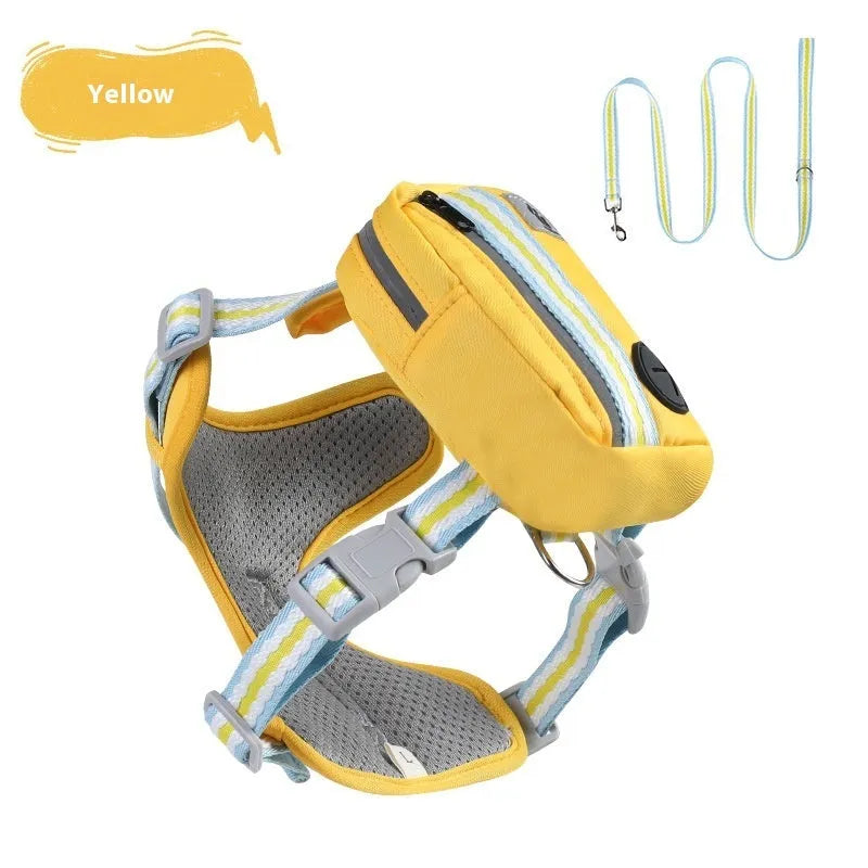 Explosion-proof anti-strangulation pet chest harness and rope lead in Oxford cloth.