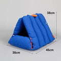 Blue triangular cat sofa bed with drilled holes for combination, removable cotton cover