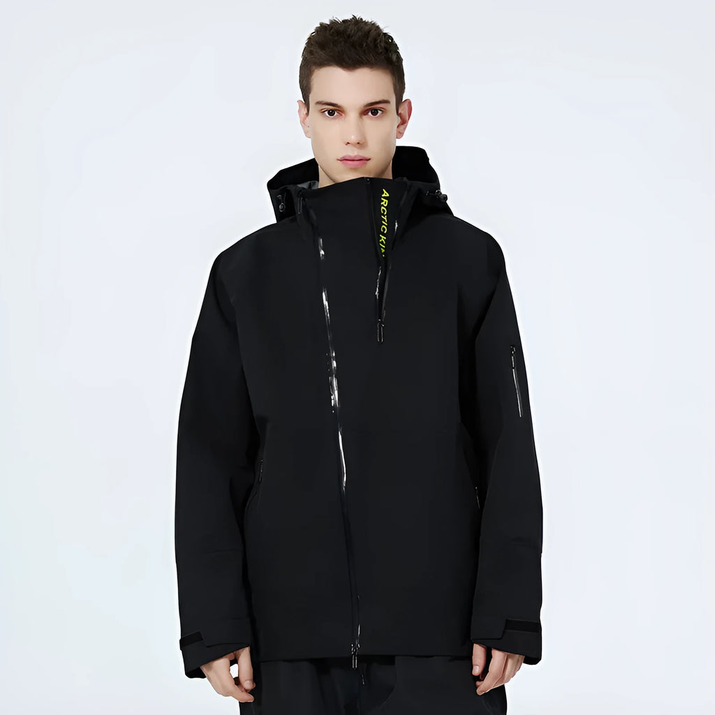 Thin veneer double plate ski suit for men and women in yellow, black, grey, or liner.