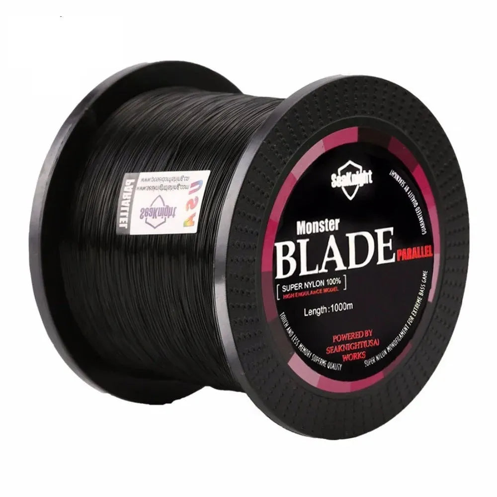 Seaknight1000 M nylon monofilament fishing line spool in black, blue, green, white, or yellow.
