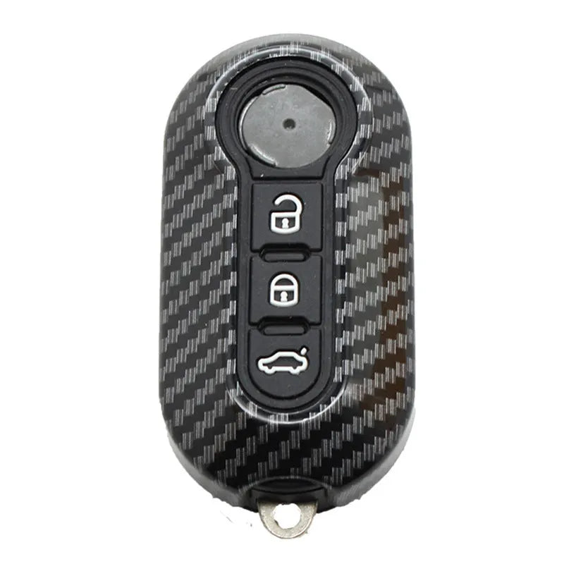 ABS car key case with carbon fibre pattern for Fiat remote keys in black, red, dark blue
