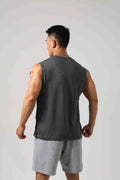 Korean style men's loose cotton fitness vest with hidden hook fastening on both sides
