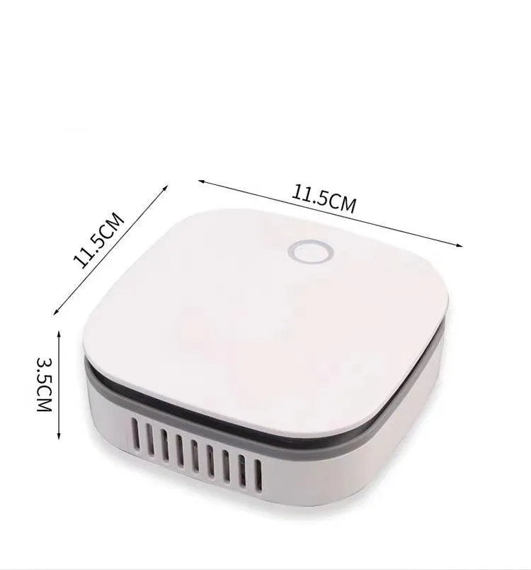 White car air purifier with USB cable and button controls for negative ion sterilisation