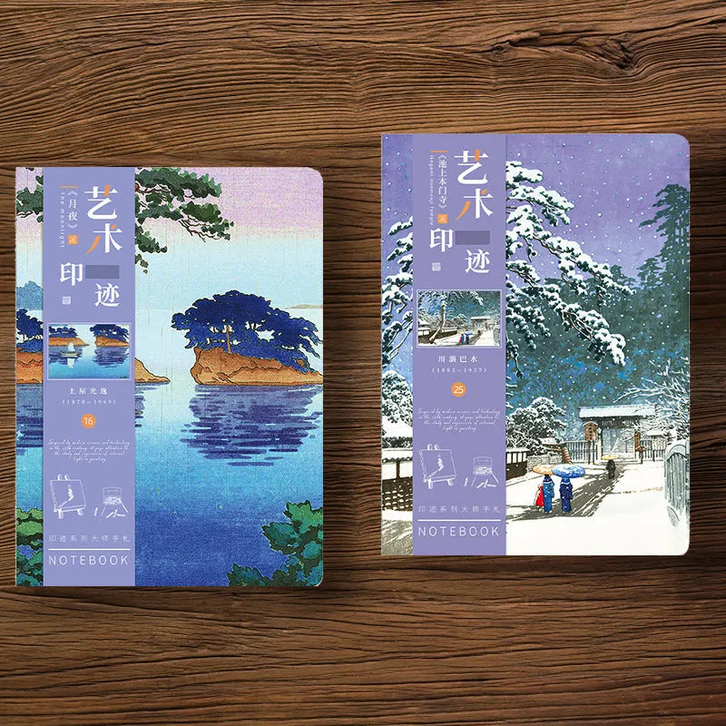 Japanese ukiyo-e art hand ledger notebook with traditional artwork cover measuring 13.2x18.3cm