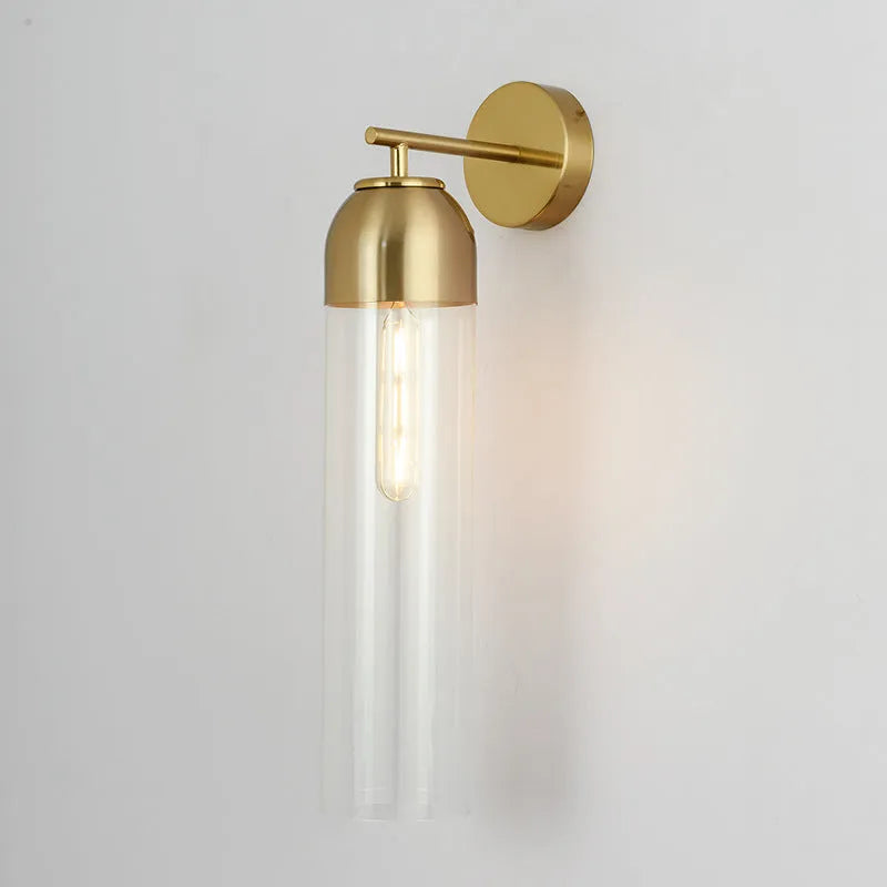 Nordic modern minimalist glass wall lamp with multiple light colour options including blue and amber.