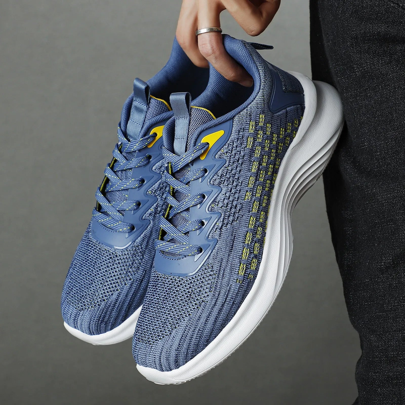 Women's Lavender Purple Flyknit running shoes with striped pattern and mesh upper on EVA sole.