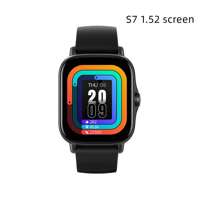 GT20 black smartwatch with alloy case and silicone strap on a wrist, displaying heart rate data.