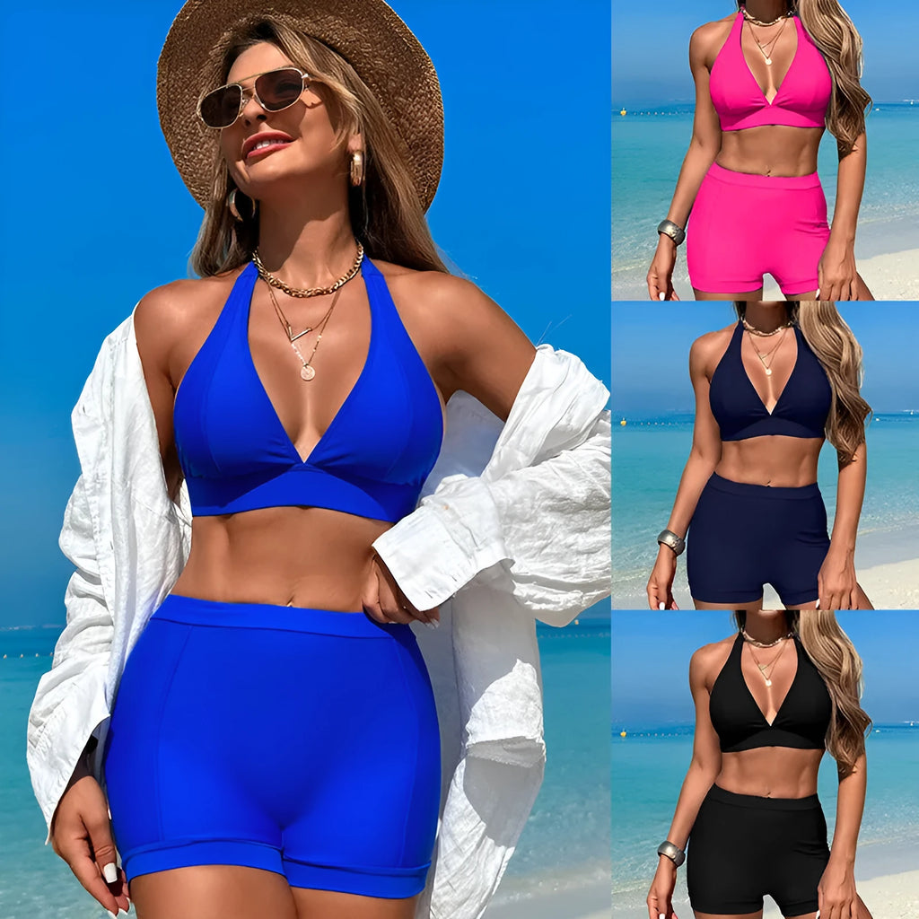 Women's two-piece nylon bikini swimsuit in multiple colours for swimming