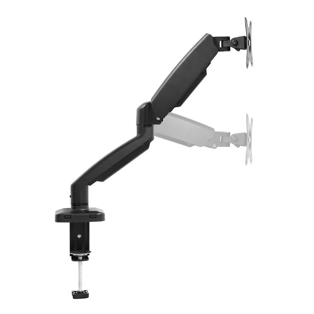 Black table-mounted rotating telescopic LCD screen bracket with adjustable arm extended