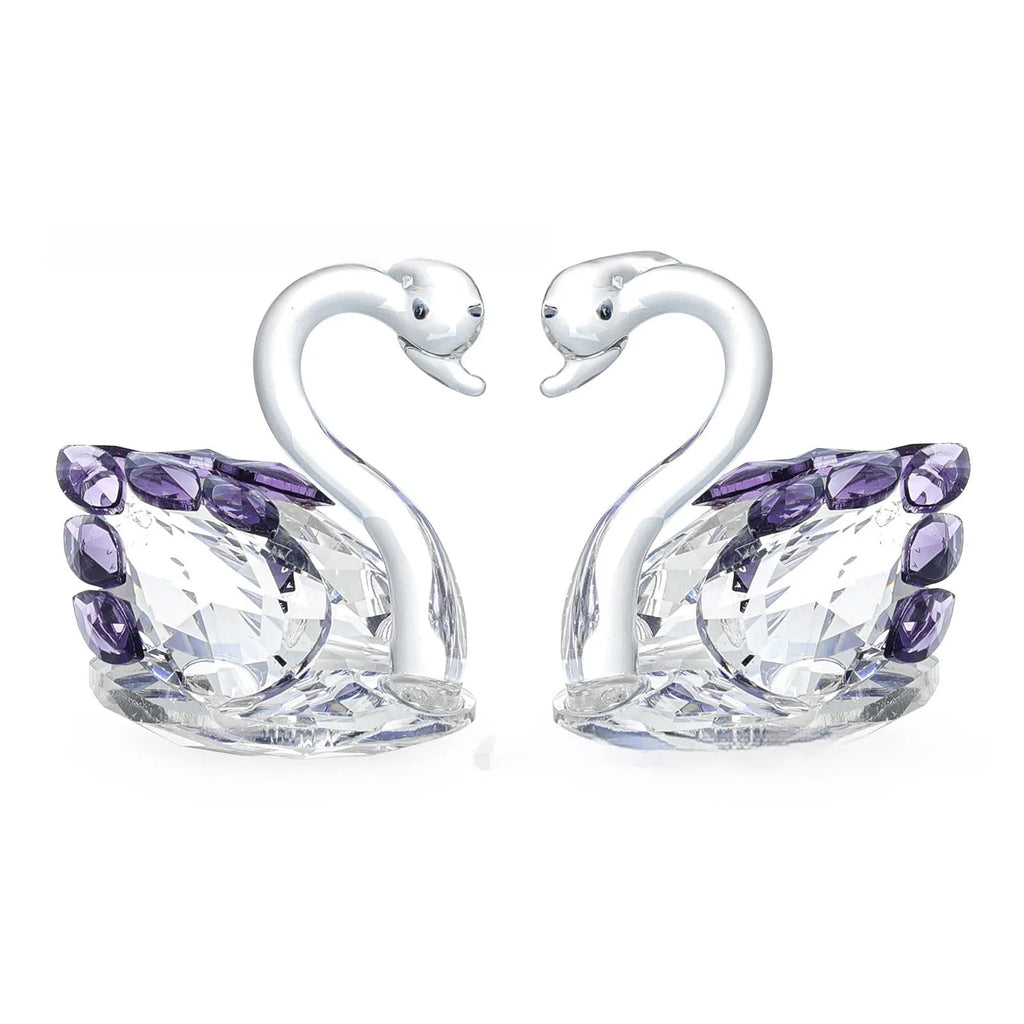 Crystal swan desktop ornament in bright red, blue, pink, or purple colours