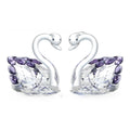 Crystal swan desktop ornament in bright red, blue, pink, or purple colours