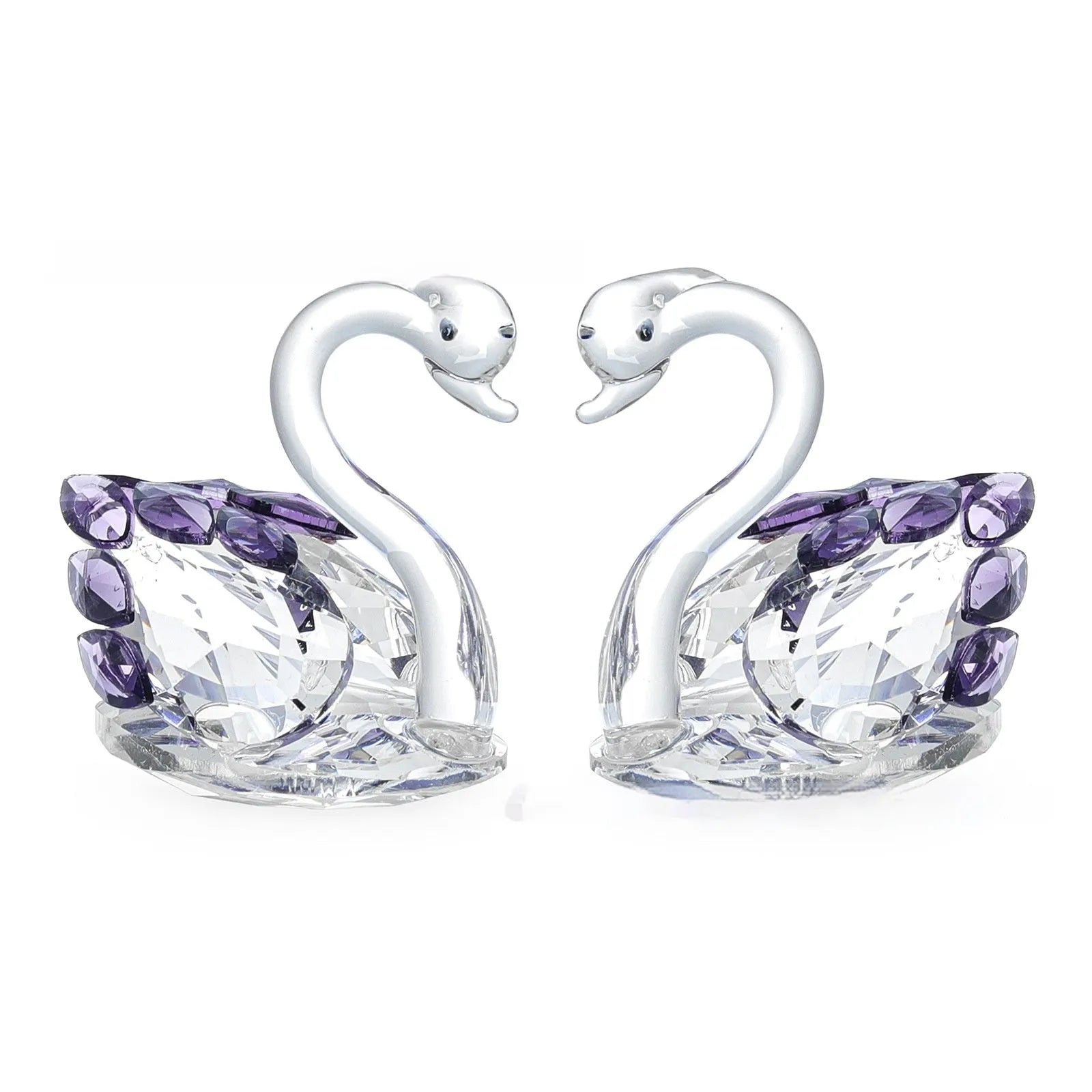 Crystal swan desktop ornament in bright red, blue, pink, or purple colours