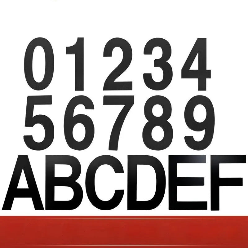 Black stainless steel adhesive house number showing 7.5cm characters with matte finish