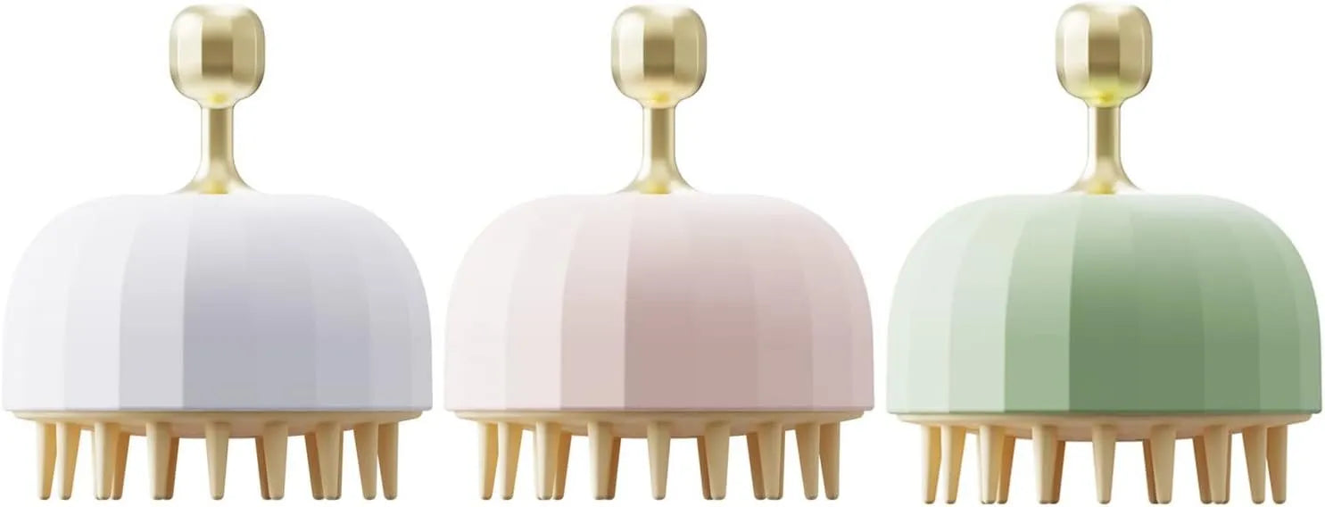 Green double-sided pet bath massage brush with drainage holes on a white background