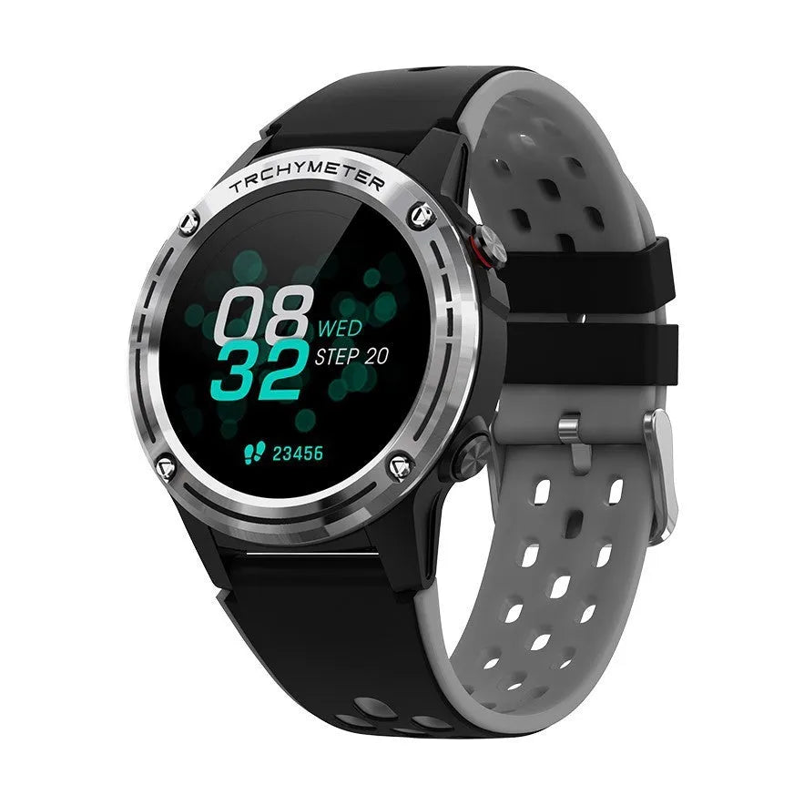 GPS smart watch with square 49mm case and silicone strap in blue colour