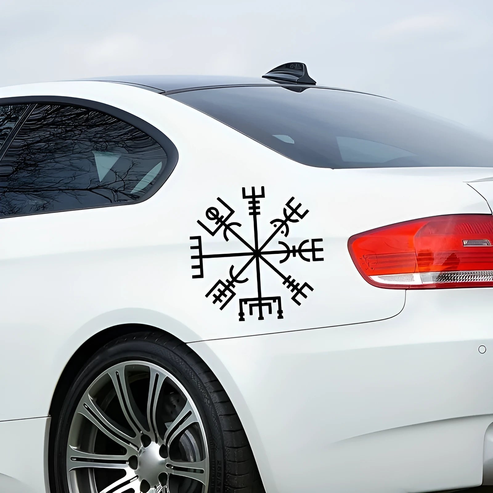 Square 13x13cm vinyl car sticker featuring a Vegetarian No Charm graphic design.