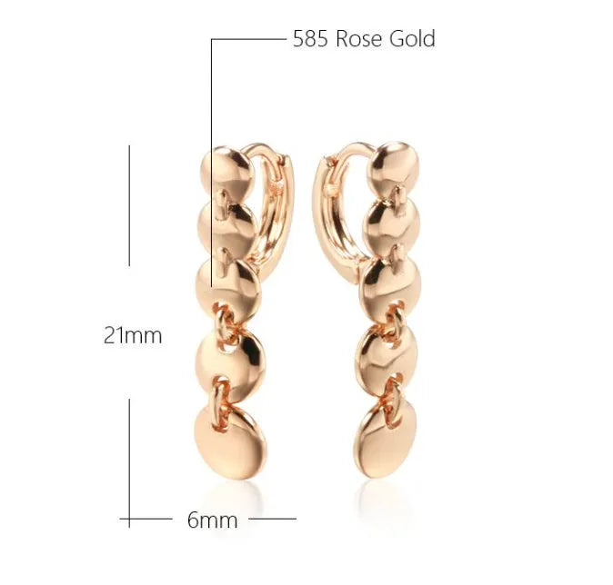 Retro long round circle earrings with woven chain design in gold colour finish