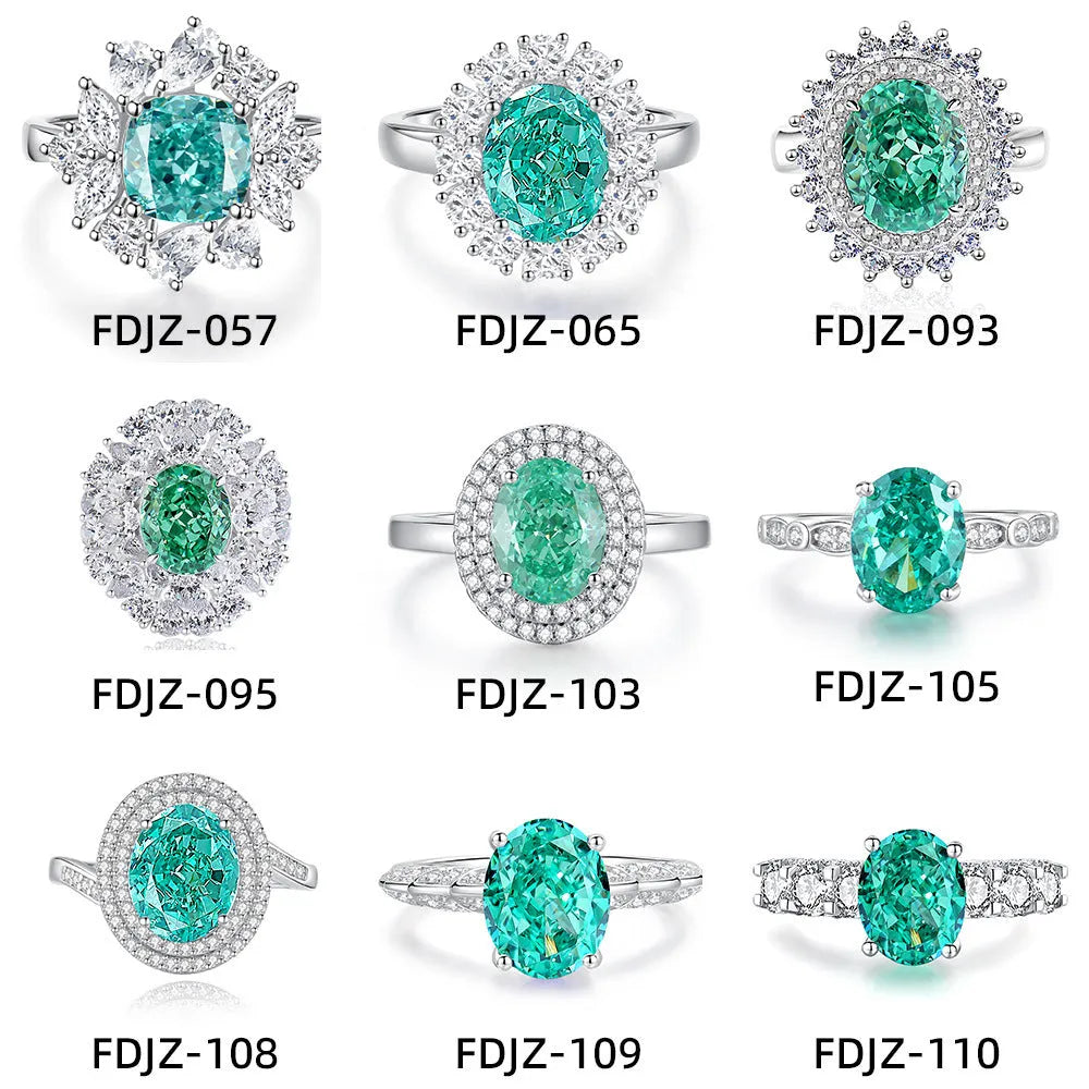 Women's S925 sterling silver ring with an inlaid green emerald Palaibahao and high carbon diamond accents on a geometric band.