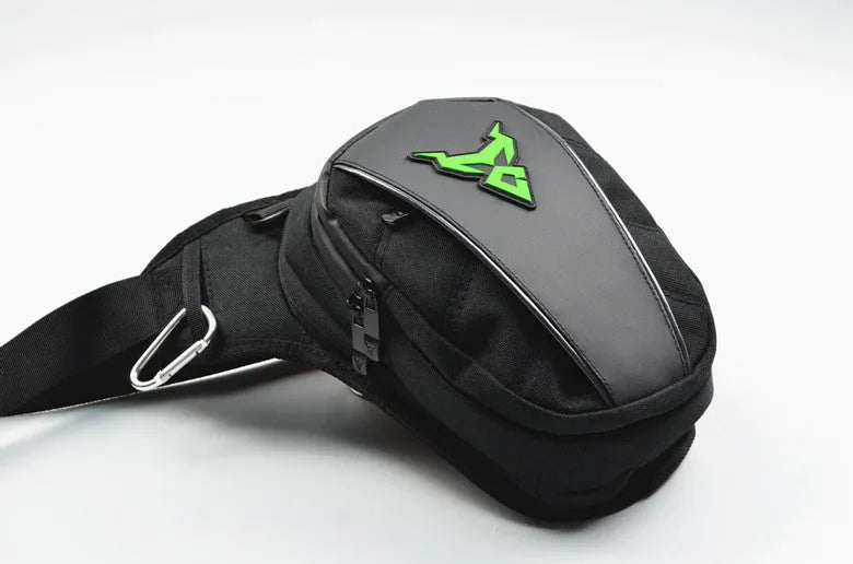 Motorcycle crossbody shoulder waist leg bag in 1200D Oxford cloth, shown in blue.