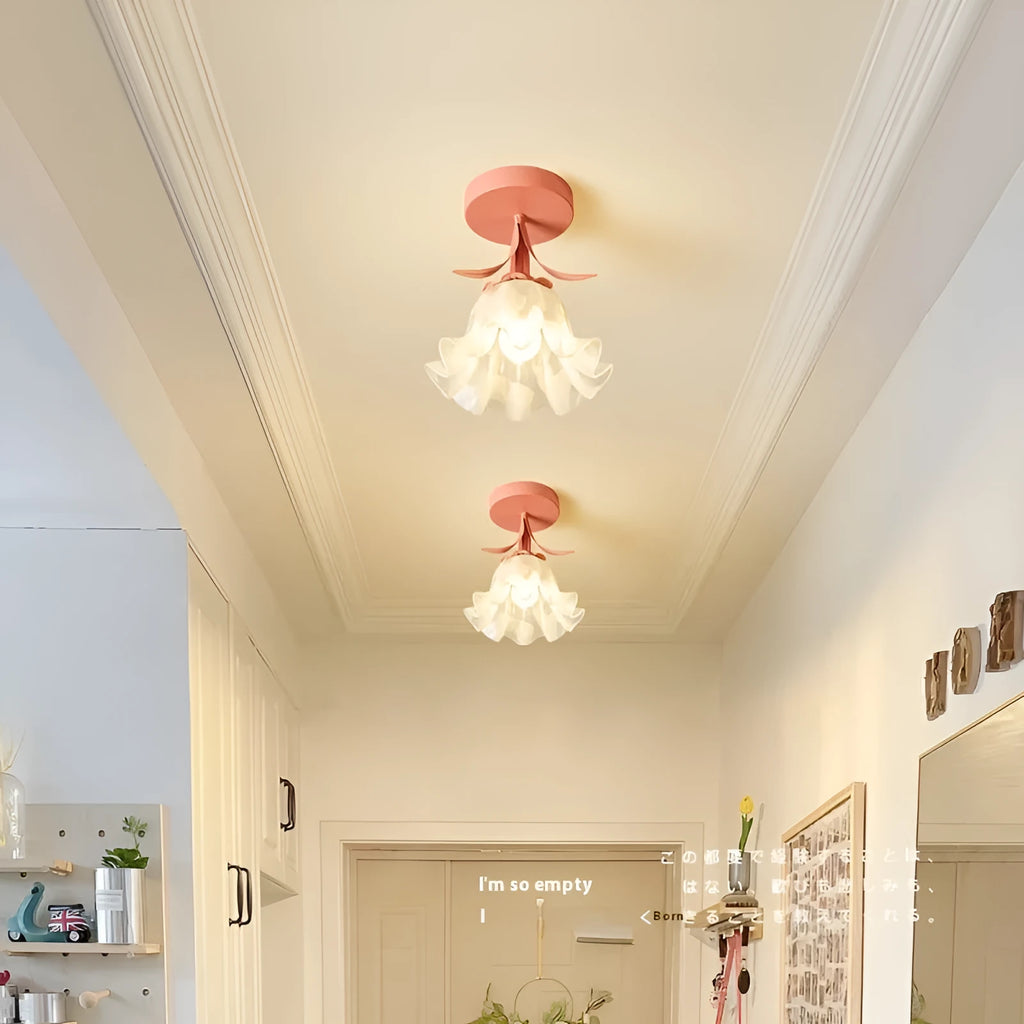 Cream coloured LED corridor light with Linglan flower design and modern simplistic style