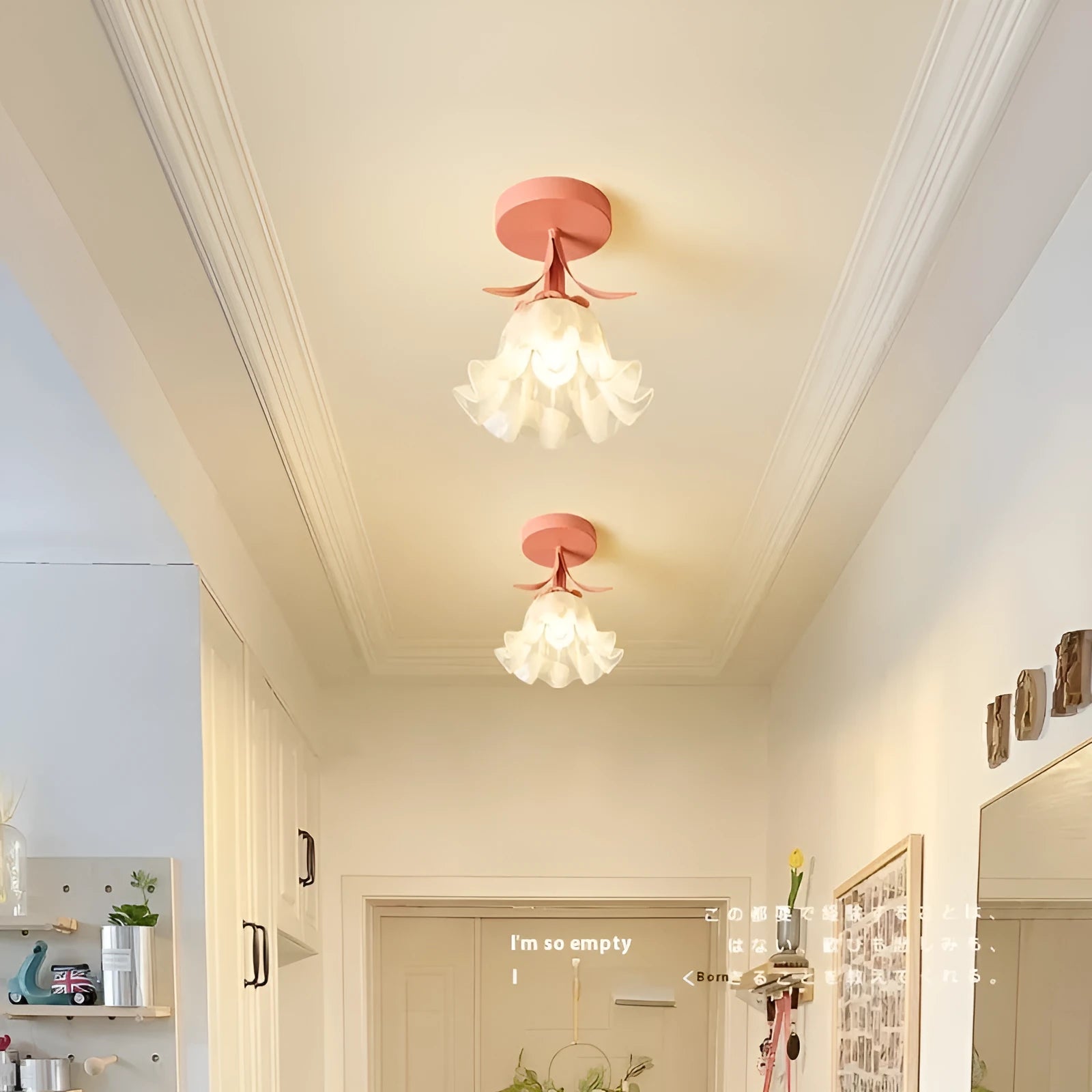 Cream coloured LED corridor light with Linglan flower design and modern simplistic style