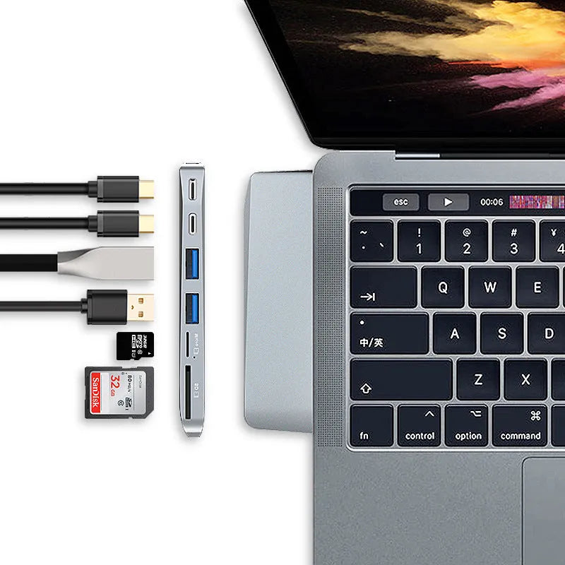 USB-C hub with eight ports for MacBook Pro including USB 3.0, HDMI and card readers