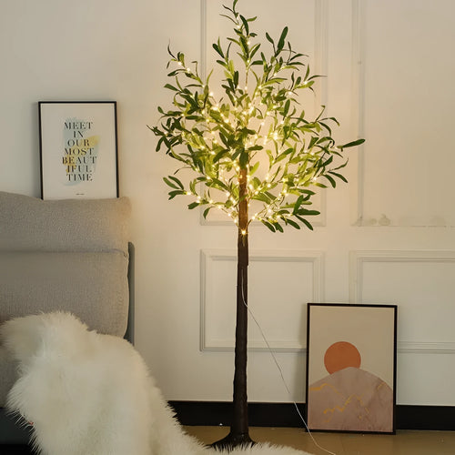 1.8 metre tall simulation olive leaf tree lamp with 210 warm LED lights for courtyard decoration