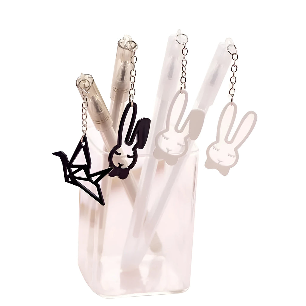 Paper crane rabbit pendant gel pen with 0.38mm tip and plastic 17cm body
