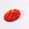 Plush cat flying disc toy with basketball pattern containing catnip and crinkle material
