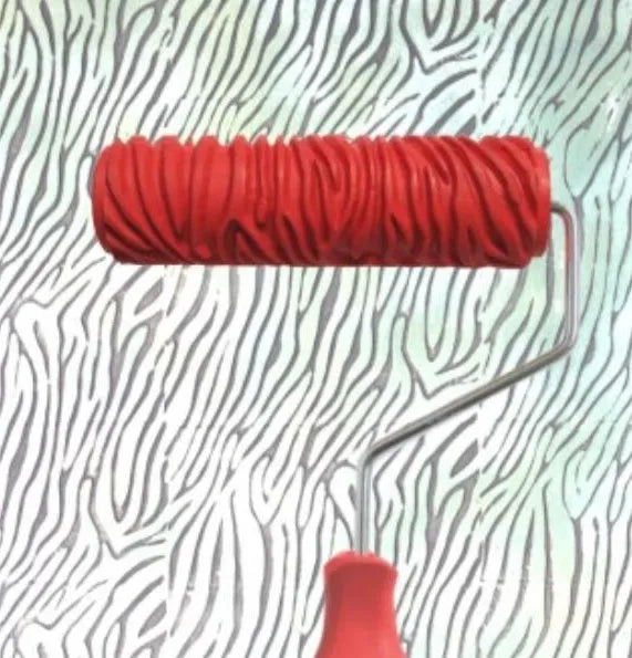 Red 7 inch texture paint embossing roller for creating patterned wall finishes