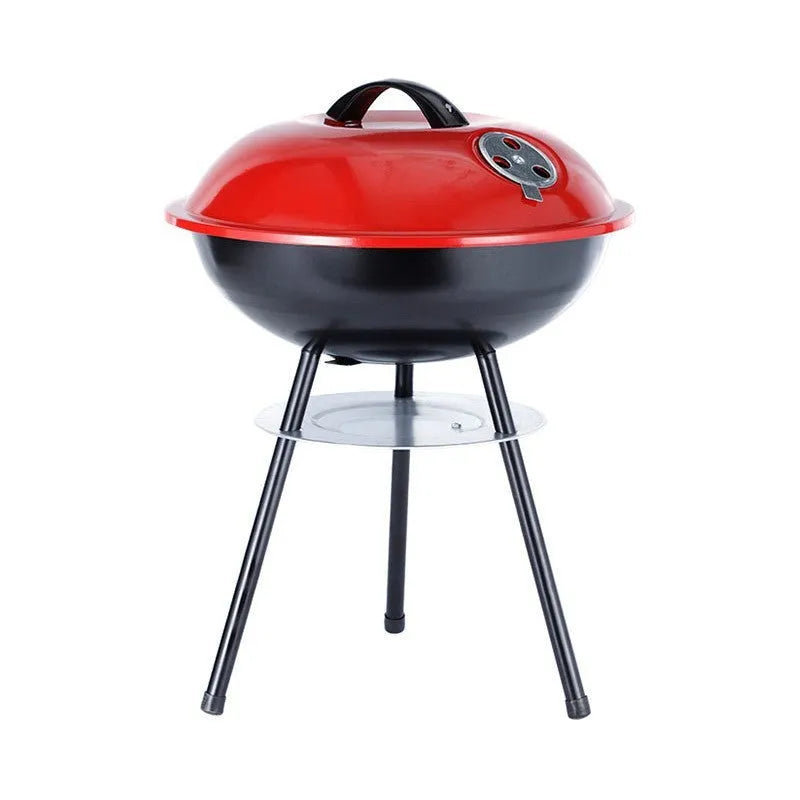 Portable 14-inch iron charcoal barbecue grill for 3-5 people.