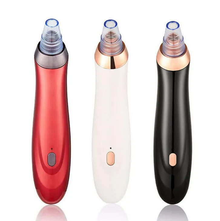 Electric blackhead remover tool with multiple nozzle attachments in black colour option