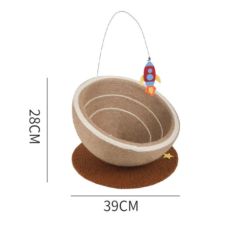 Large integrated cat scratching basin with starlight sisal nest design showing flannel and sisal rope surfaces