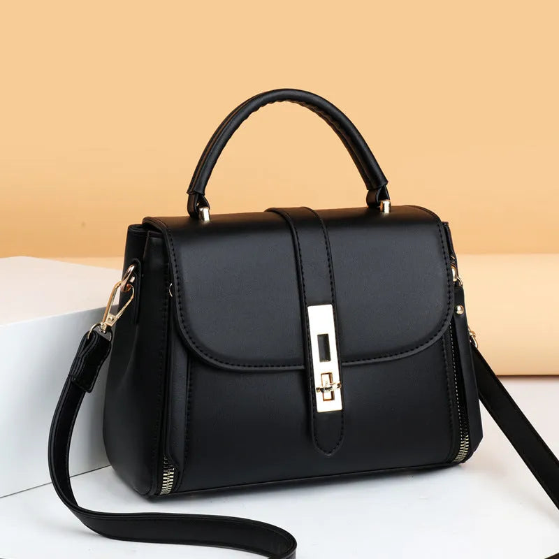 Women's soft PU leather shoulder bag in square vertical shape with single strap